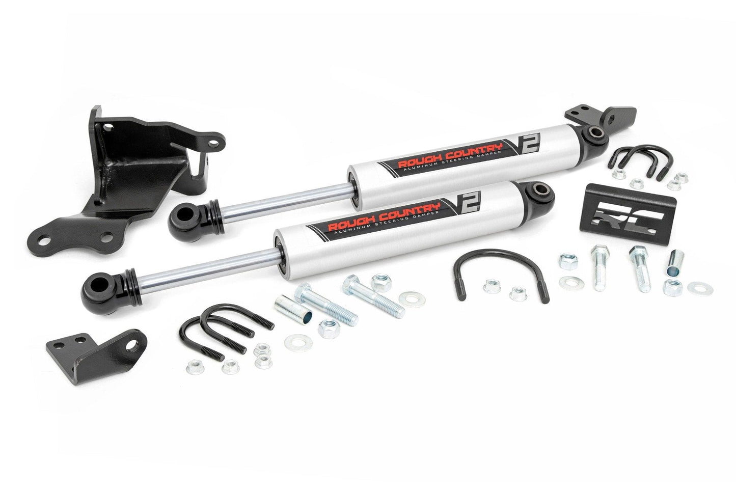 Rough Country (8730470) V2 Steering Stabilizer | Dual | 2.5-8 Inch Lift | Jeep Gladiator JT (20-22)/Wrangler JL (18-23)