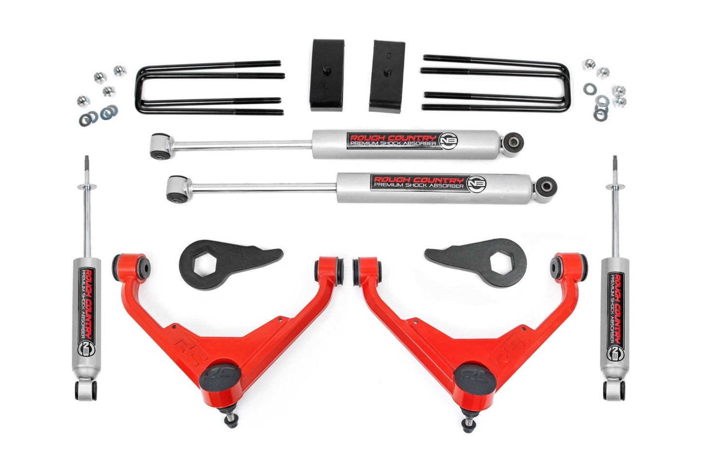Rough Country (8596N2RED) 3 Inch Lift Kit | Chevy/GMC Sierra 2500 HD/Silverado 2500 HD/Suburban 2500/Yukon XL 2500 (01-10)