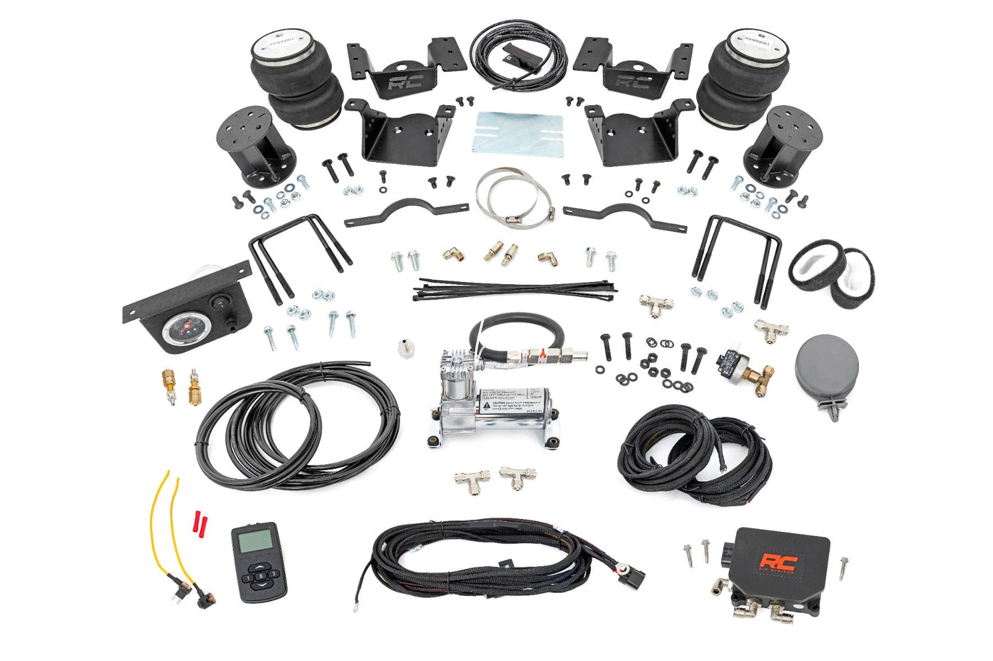 Rough Country (100074WC) Air Spring Kit w/compressor | Wireless Controller | 7.5 Inch Lift Kit | Chevy/GMC 2500HD/3500HD (11-19)