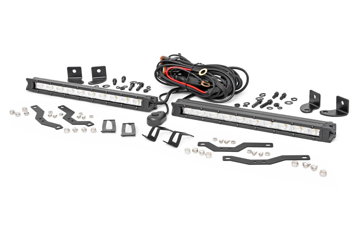 Rough Country (70809) LED Light Kit | Grille Mount | 10" Chrome Slimline Pair | Ford F-150 (18-20)