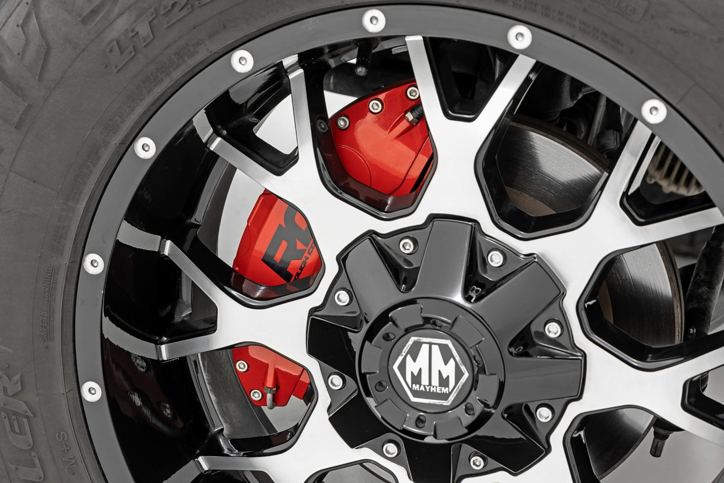 Rough Country (71119) Caliper Covers | Front and Rear | Red | Chevy/GMC 2500HD/3500HD (11-19)