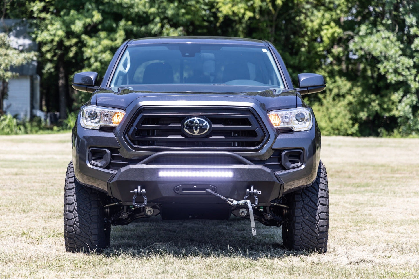 Rough Country (10715) Front Bumper | Hybrid | 12000-Lb Pro Series Winch | Synthetic Rope | Toyota Tacoma (16-23)
