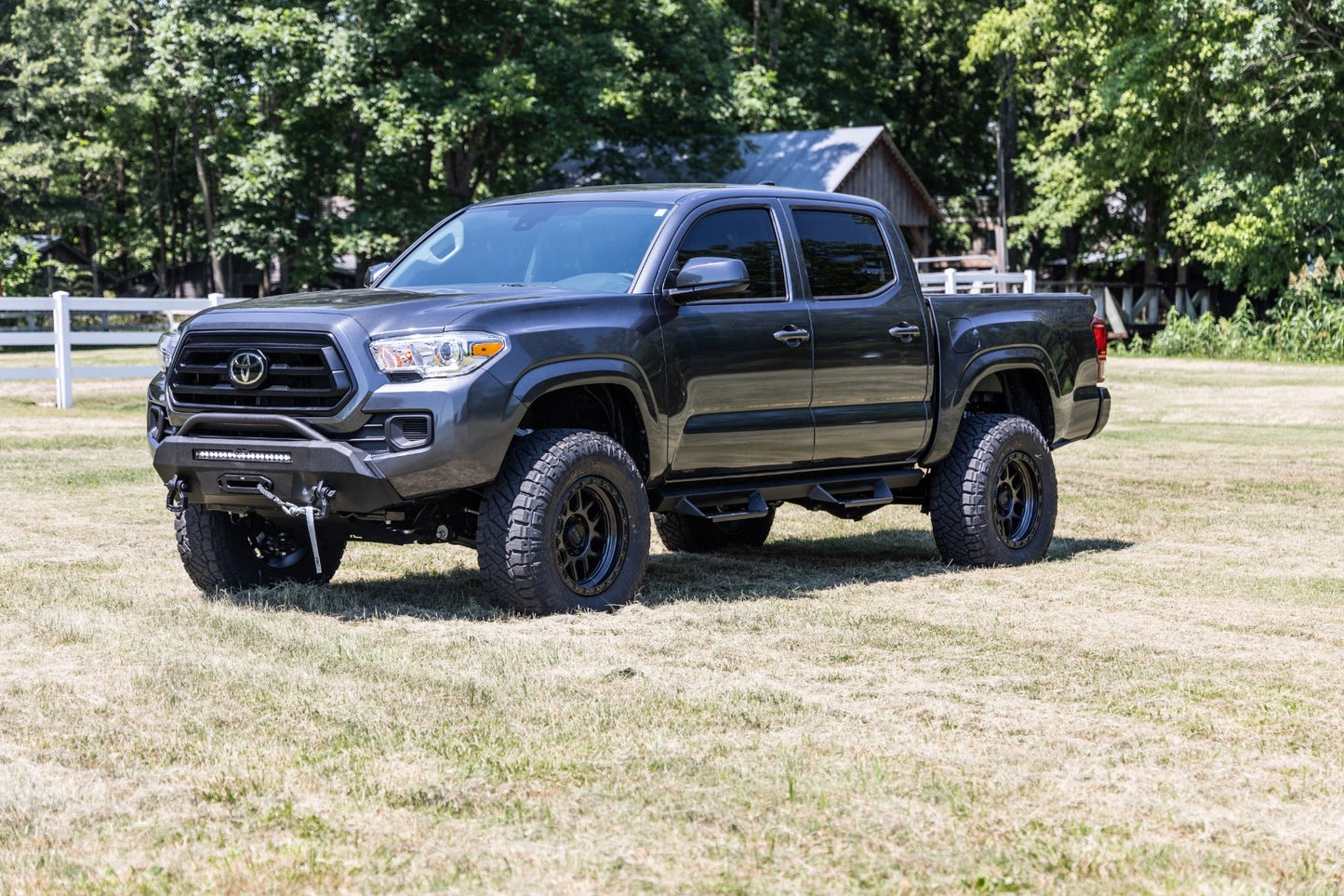 Rough Country (10715) Front Bumper | Hybrid | 12000-Lb Pro Series Winch | Synthetic Rope | Toyota Tacoma (16-23)