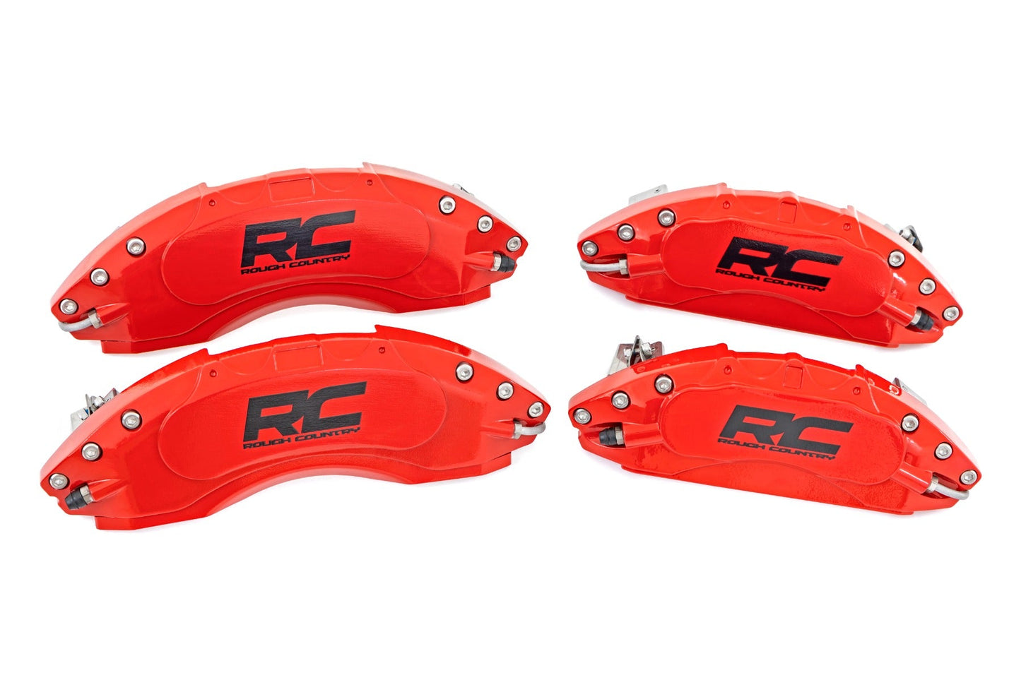 Rough Country (71119) Caliper Covers | Front and Rear | Red | Chevy/GMC 2500HD/3500HD (11-19)
