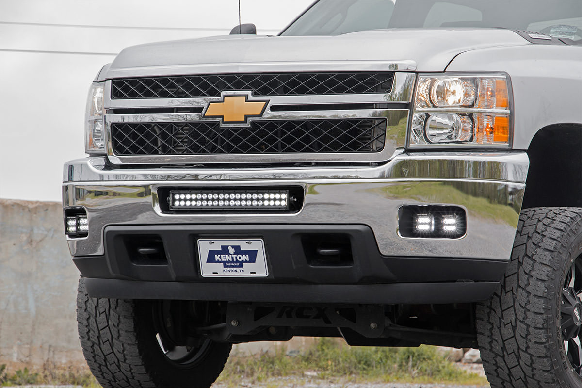 Rough Country (70628DRL) Chevrolet LED Fog Light Kit | Black Series w/ White DRL (11-14 Silverado HD)