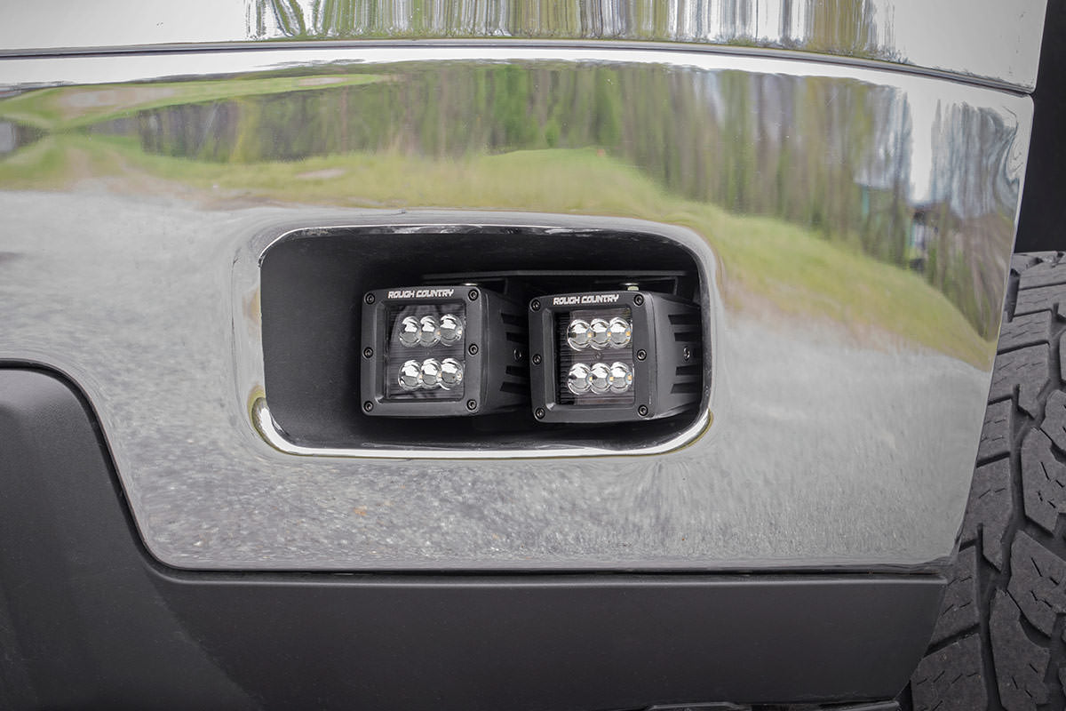 Rough Country (70628DRL) Chevrolet LED Fog Light Kit | Black Series w/ White DRL (11-14 Silverado HD)
