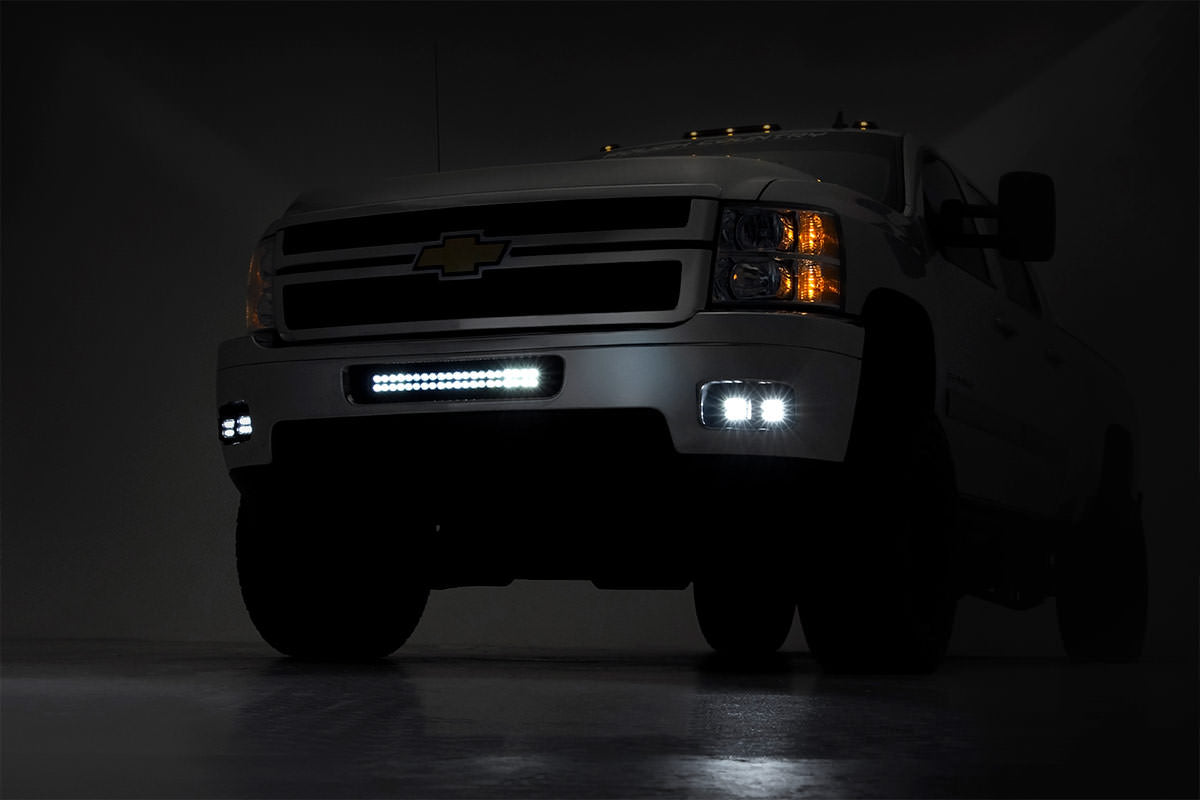 Rough Country (70628DRL) Chevrolet LED Fog Light Kit | Black Series w/ White DRL (11-14 Silverado HD)
