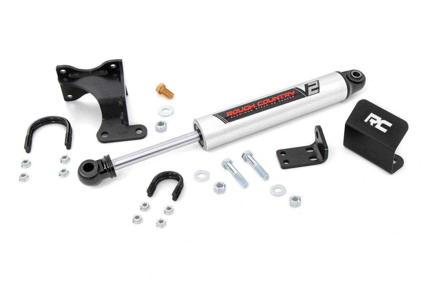 Rough Country (8731970) V2 Steering Stabilizer | Axle Bracket | 2-8 Inch Lift | Jeep Wrangler JK/Wrangler Unlimited (07-18)