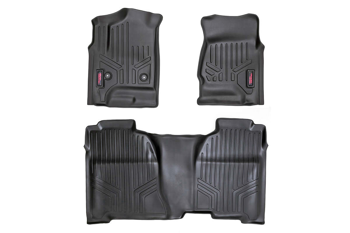 Rough Country (M-21413) Floor Mats | FR & RR | Crew Cab | Chevy/GMC 1500/2500HD/3500HD 2WD/4WD