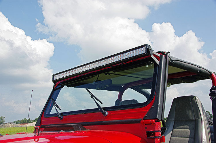 Rough Country (70508) LED Light Mount | Upper Windshield | 50" Straight | Jeep Wrangler YJ (87-95)